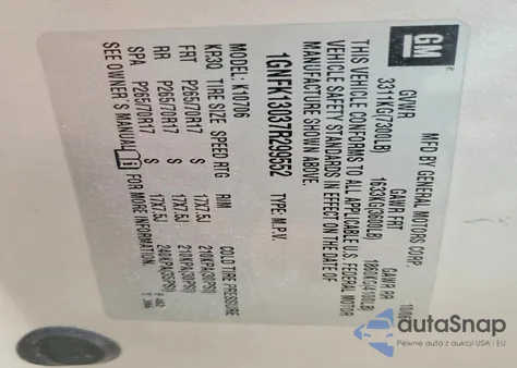 2007 Chevrolet Tahoe K1500 from USA, damaged, VIN 1GNFK13037R299552